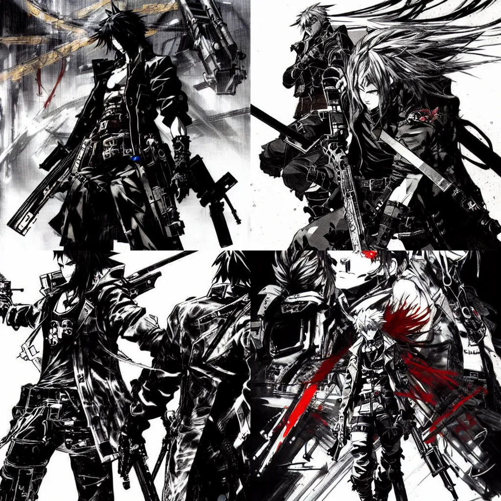 Prompt: gungrave concept art by yoji shinkawa, masterpiece, perfect