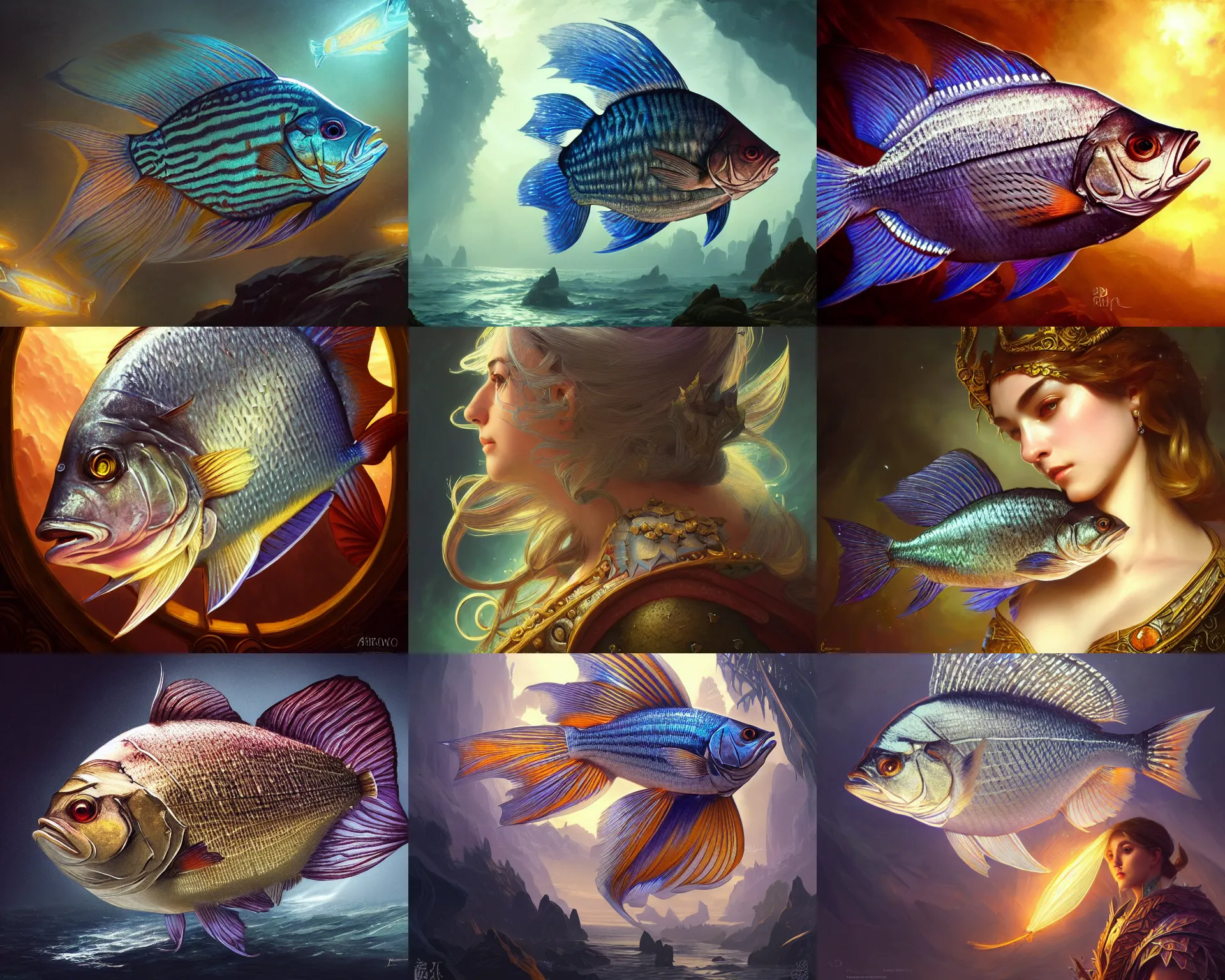 Prompt: photography of bream fish 8 k, deep focus, d & d, fantasy, intricate, elegant, highly detailed, digital painting, artstation, concept art, matte, sharp focus, illustration, hearthstone, art by artgerm and greg rutkowski and alphonse mucha