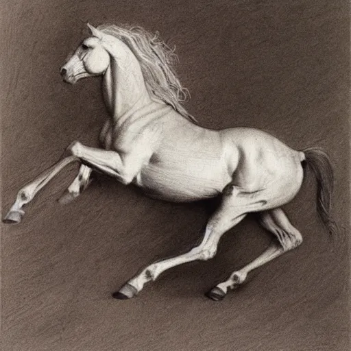 Image similar to a galloping wild horse, gestural-pencil-study by george-stubbs da-vinci albrecht-durer