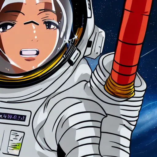 Image similar to close up of astronaut, anime style