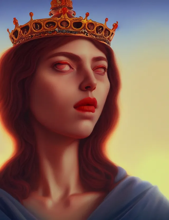 Prompt: blurred background. close-up portrait of a goddess in crown, by Alex Gross, Afarin Sajedi and Alena Aenami. unreal engine