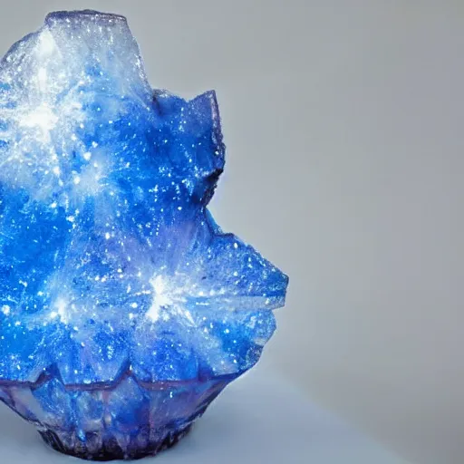 Prompt: blue ice crystal sculpture of galaxy nebula