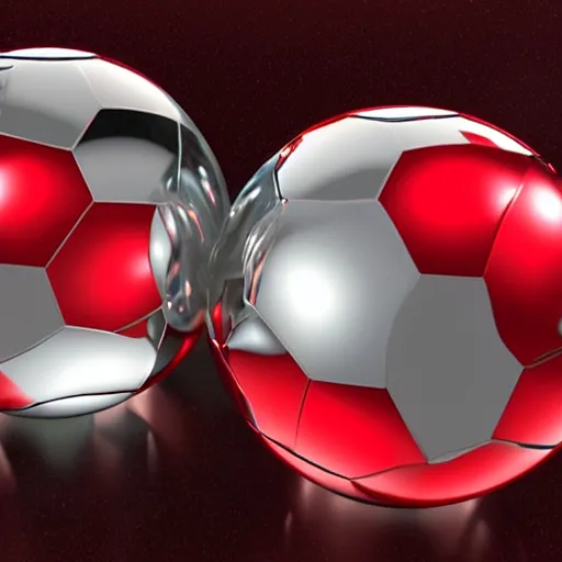 Prompt: chrome spheres on a red cube, retroreflector