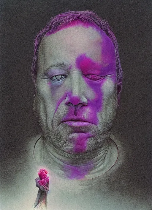 Image similar to alex jones by zdzislaw beksinski and lisa frank