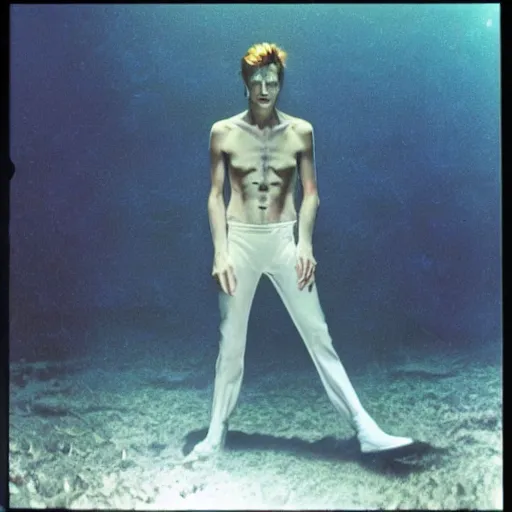 Image similar to David Bowie underwater, album cover