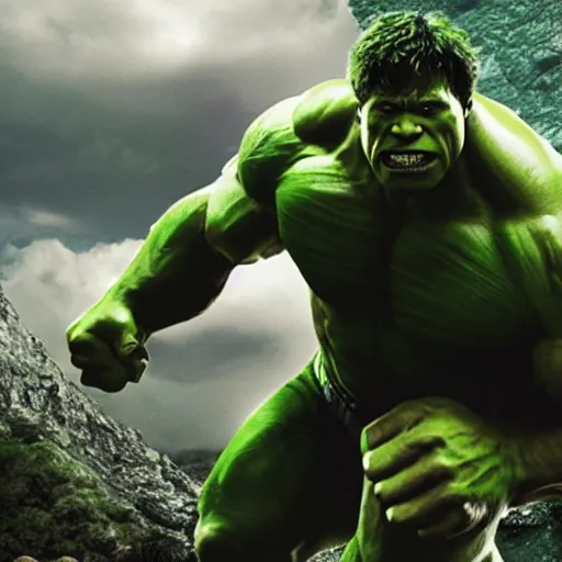 Image similar to dwayne johnson as incredible hulk, marvel cinematic universe, mcu, 8 k, raw, unedited, green skin, in - frame,