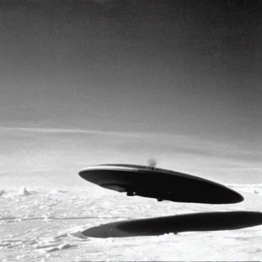 Prompt: 1937s photo ss officer with a ufo on Antarctica,