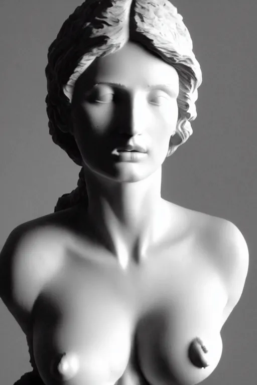 Prompt: detailed photo of laetitia casta statue, various lacivious seducing poses, photorealism, intricate detail, a few light reflexions, museum diffuse lighting