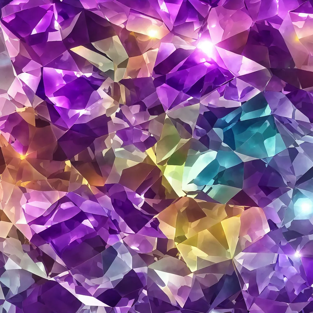 Prompt: amethyst geo gemstone prism multicolor gold liquid emeraud pearl quartz saphir grenat fluorite stylized digital illustration video game icon global illumination ray tracing advanced technology