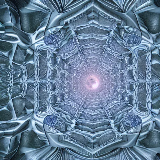 Prompt: a hyperrealistic 3 d render of a massive sprawling fractal cathedral interior populated by mandelbrot fractals by android jones, unreal engine, carved soap, white color scheme, volumetric lighting, octane render, glowing, carved marble, opalescent, carved wood, sacred geometry, religious, angelic, catholicpunk, photorealism, 8 k, ultra detailed