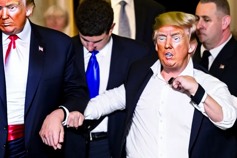 Image similar to Donald Trump arrested in handcuffs at Mar-a-lago, photo