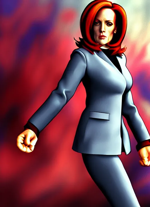 Image similar to dana scully in the style of street fighter v