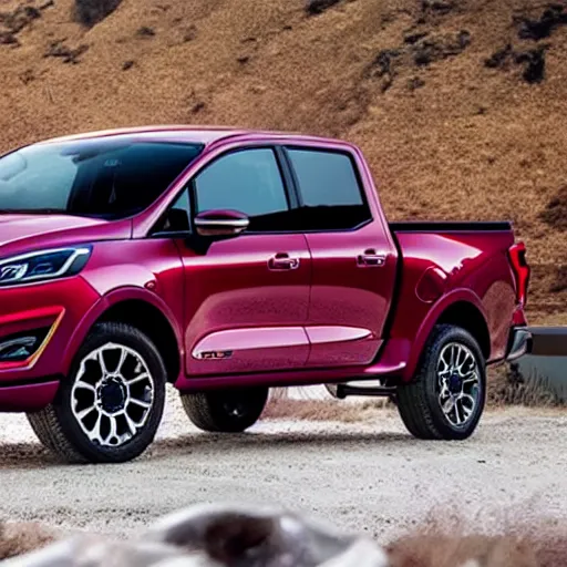 Image similar to A Pickup truck designed and produced by Ford based on the Ford Fiesta in the production year of 2022, promotional photo