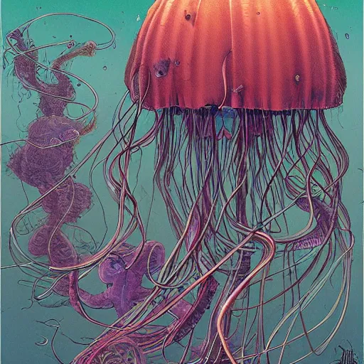 Image similar to jellyfish, art by James Jean and Wayne Barlowe