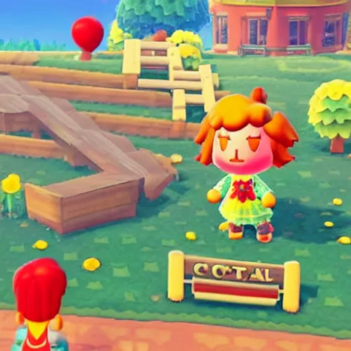 Prompt: ronald mcdonald fights a can of la croix, screenshot from animal crossing