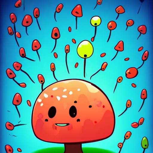 Image similar to ❤🔥🍄🌪, trending on art station, in the sky, cute jelly bean creatures cartoon,