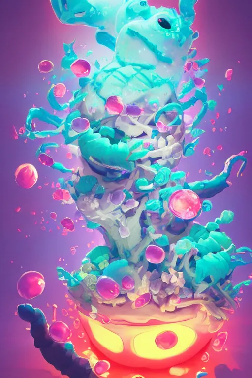 Image similar to roots cactus sushi cristal smurf ghost creature animal sushi cristal very big eye roots cactus elemental flush of force nature micro world fluo fishscale, behance hd by jesper ejsing, by rhads, makoto shinkai and lois van baarle, ilya kuvshinov, rossdraws radiating a glowing aura global illumination ray tracing hdr