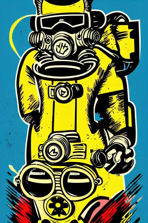 Image similar to fallout 7 6 retro futurist illustration art by butcher billy, sticker, colorful, illustration, highly detailed, simple, smooth and clean vector curves, no jagged lines, vector art, smooth andy warhol style