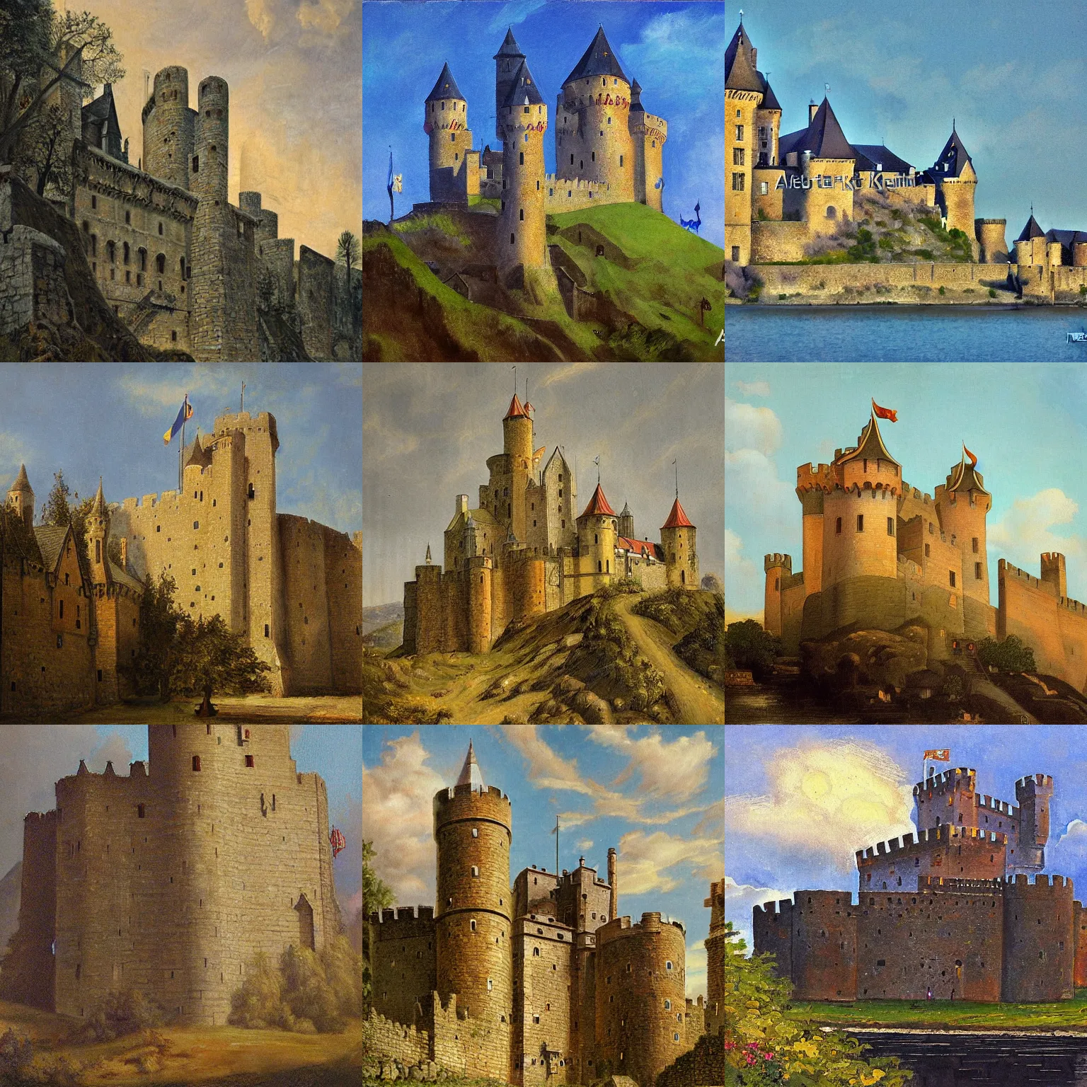 Prompt: medieval castle, by albert kotin