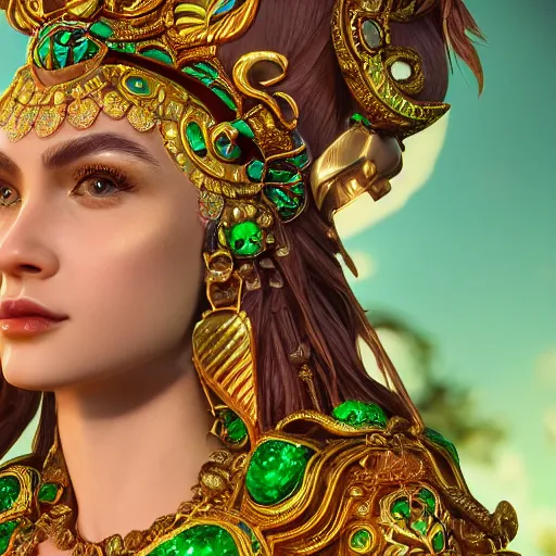 Image similar to portrait of wonderful princess of emerald with fair skin, glowing, ornate and intricate, jaw dropping, dynamic lighting, intricate and detailed, 4 k octane render