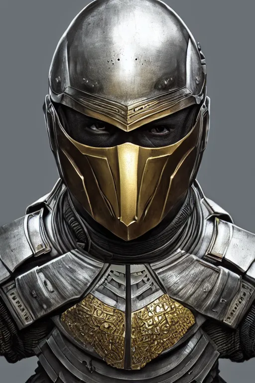 Image similar to realistic render portrait of an intricate armor and helmet, intricate, dystopian toy, sci-fi, extremely detailed, digital painting, sculpted in zbrush, artstation, concept art, smooth, sharp focus, illustration, chiaroscuro lighting, golden ratio, incredible art by artgerm and greg rutkowski and Arsen Asyrankulov and ruan jia