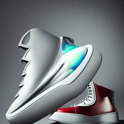 Image similar to futuristic balenciaga and vetements sneakers by maison margiela fusion ultra rendered extreme realism and detail, 8 k, highly detailed, realistic, completely framed, pbr, surreal, hyper realistic, colorful, direct lighting, 3 5 mm photo, photorealistic, sharp focus,