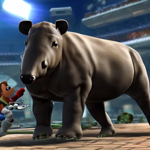 Prompt: A humanoid Tapir in Super Smash Brothers Ultimate, 4k HDR