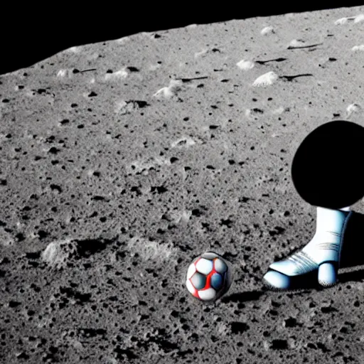 Image similar to a soccer match on the moon