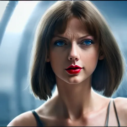 Image similar to taylor swift as alita in alita : battle angel, 8 k resolution, cinematic lighting, anatomically correct