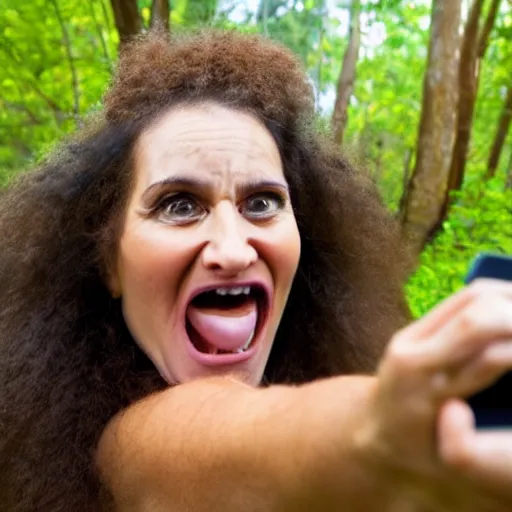 Image similar to cavewoman taking a selfie