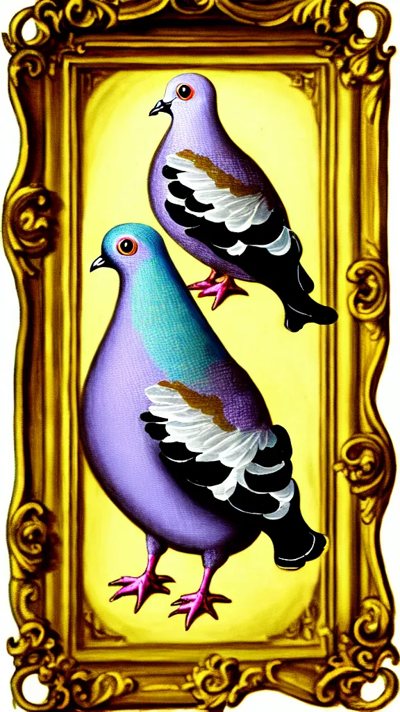 Image similar to rococo painting of a pigeon, y 2 k aesthetic, clip art