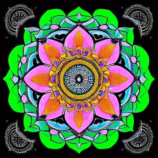 Image similar to A mandala of a lotus flower, digital art