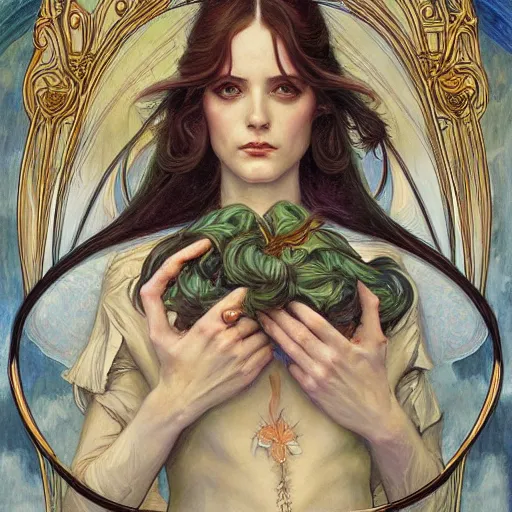 Image similar to an art nouveau painting in the style of donato giancola, and in the style of charlie bowater, and in the style of stephen bauman. symmetry, smooth, sharp focus, semi - realism, intricate detail.