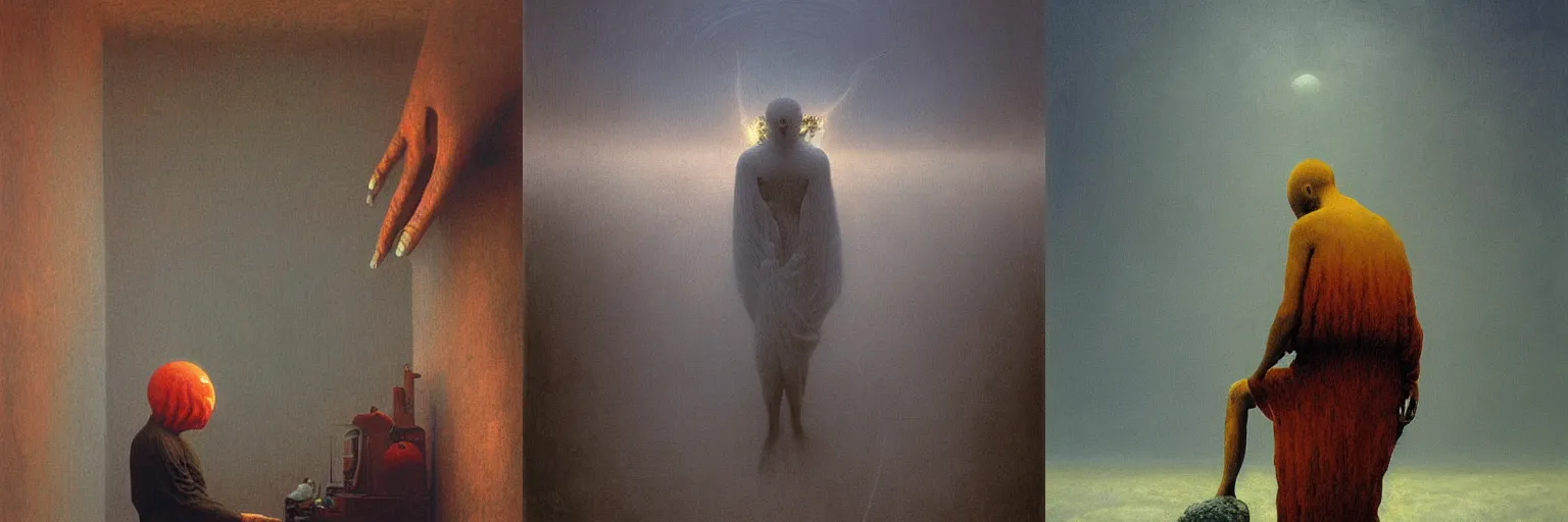 Prompt: Heated gamer moment painting by Zdzisław Beksiński