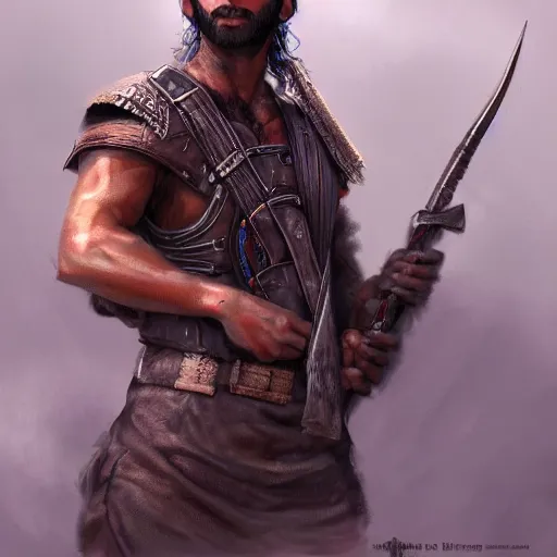 Prompt: kurdish male warrior, highly detailed, digital painting, artstation, concept art, sharp focus, illustration, incredibly strong and handsome