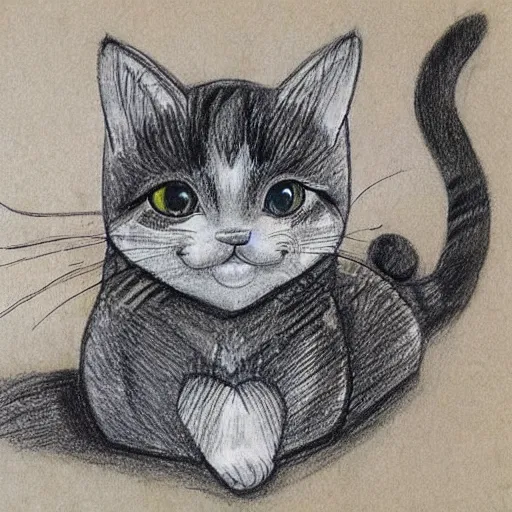 Prompt: draw of a cute cat