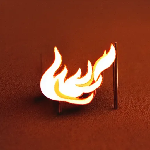 Prompt: a photo of a retro 1 9 8 0 s minimalistic clean fire flames enamel pin, beautiful cinematic light, behance