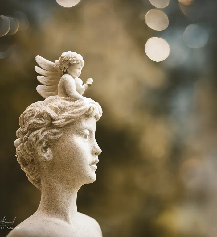 Prompt: centered + portrait + photography + an angel + bokeh + DOF + 8k, photorealistic