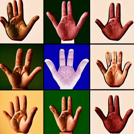 Prompt: a set of 9 powerful mudras