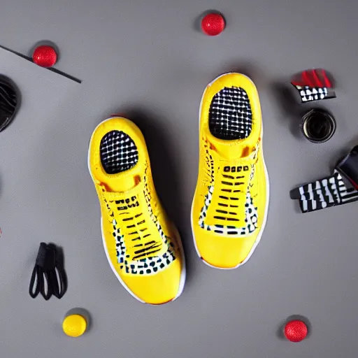 Image similar to sport shoes with checkerboard pattern, product photo, studio lighting, highly detailed