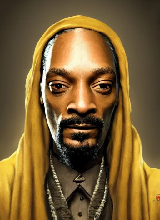 Image similar to portrait of snoop dogg as gandalf, trending in artstation, cinematic lighting, studio quality, smooth render, unreal engine 5 rendered, octane rendered, art style by klimt and nixeu and ian sprigger and wlop and krenz cushart.