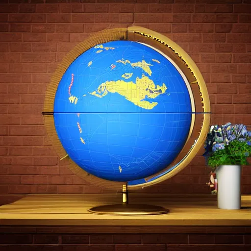 Image similar to llustration of the globe with famous tourist attractions on it in 3 d, 3 d render, smooth