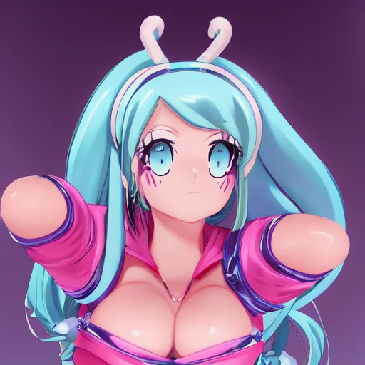 Image similar to stunningly beautiful omnipotent megalomaniacal anime goddess with porcelain skin, pink twintail hair and mesmerizing cyan eyes, symmetrical perfect face smiling in a twisted, mischievous, devious and haughty way while looking down upon the viewer, mid view, hyperdetailed, 2 d, 8 k
