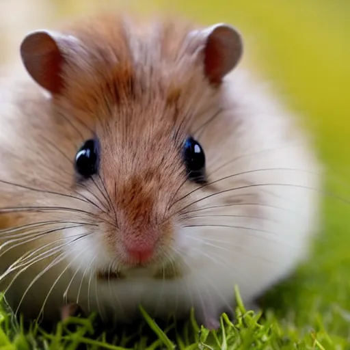 Prompt: a hamster with realistic human eyes