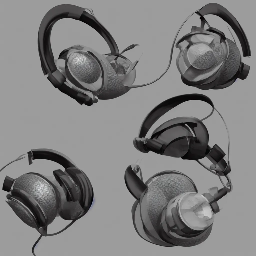 Image similar to 3 d render of headphones, ultrarealistic, conept art, artstation, industrial design