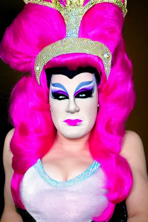 Prompt: drag queen princess, man in drag queen princess outfit with pink wig