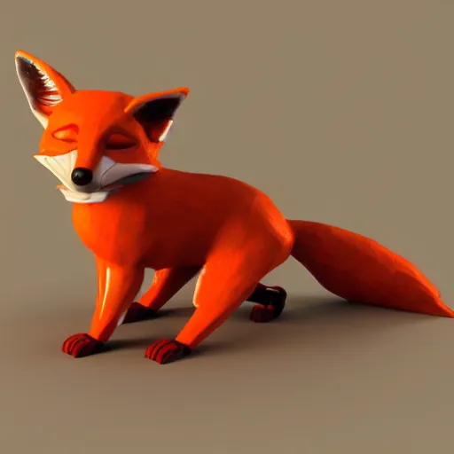 Prompt: robot that resembles a fox, 3 d render, post processing, cinmatic lightning