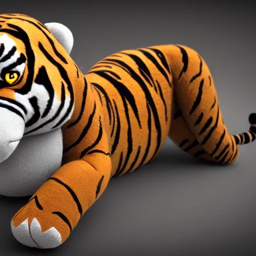 Image similar to cute fumo plush of a tiger girl, anime girl, vray