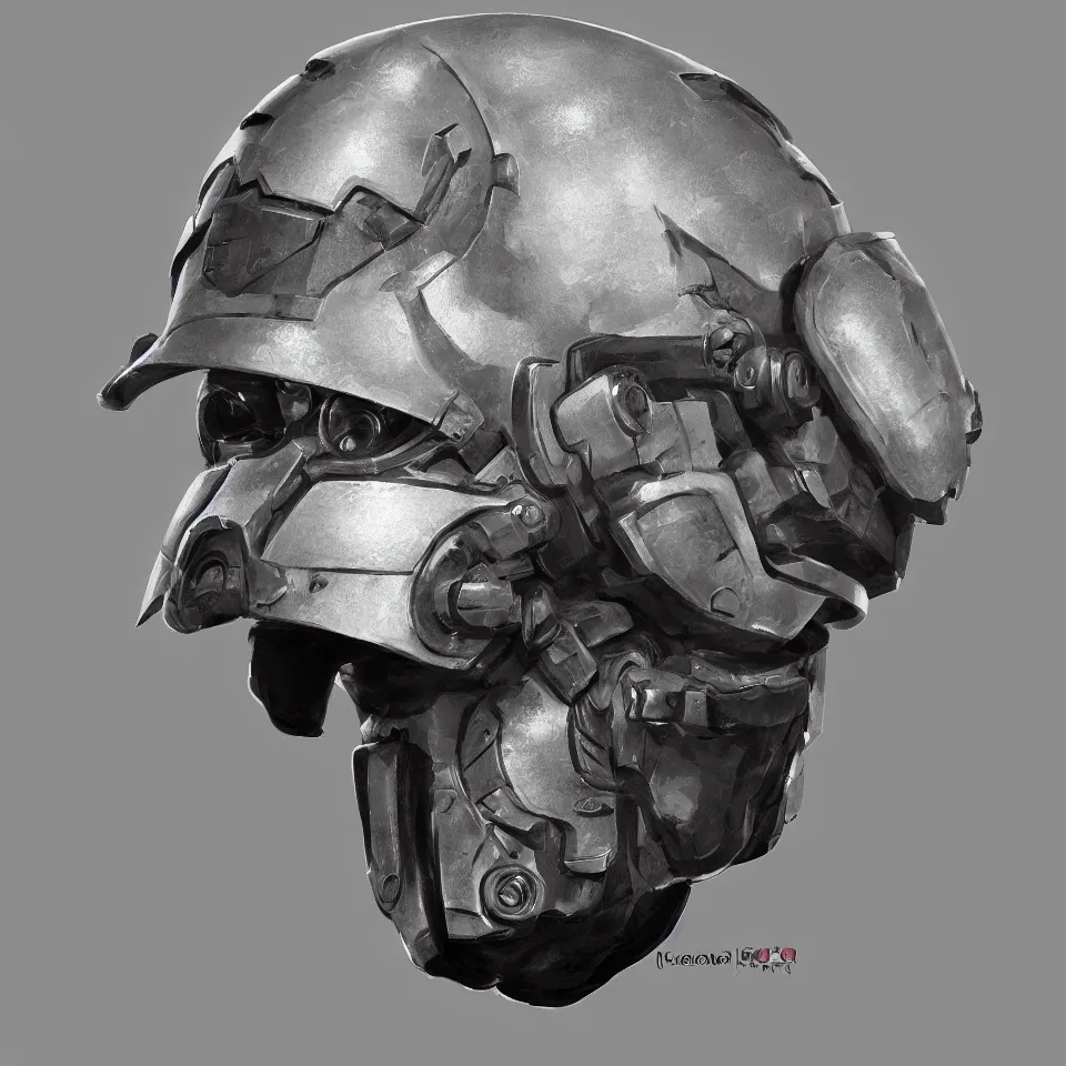 Image similar to front view epic mechanical headgear combat vision helmet digital painting, concept art, smooth, sharp focus, simple draft aaa unreal artstation