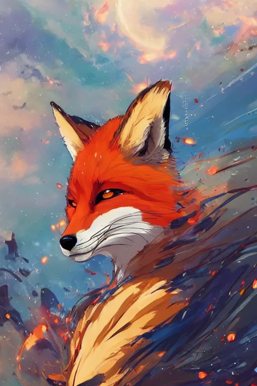 Prompt: maximalist intimidating fox, trending on pixiv fanbox, painted by makoto shinkai takashi takeuchi studio ghibli, akihiko yoshida, yoshitaka amano, wangechi mutu, clean cel shaded vector art. shutterstock. behance hd by lois van baarle, artgerm, helen huang, rossdraws, illustration